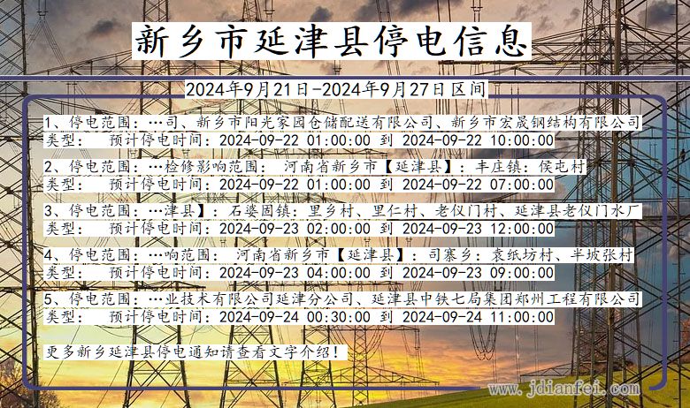 河南省新乡延津停电通知