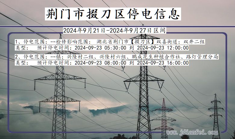 湖北省荆门掇刀停电通知