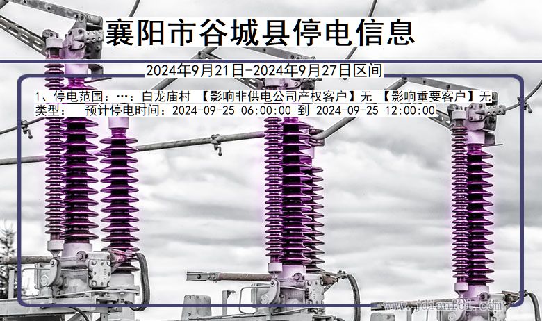 湖北省襄阳谷城停电通知