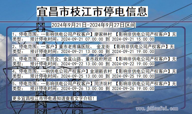 湖北省宜昌枝江停电通知