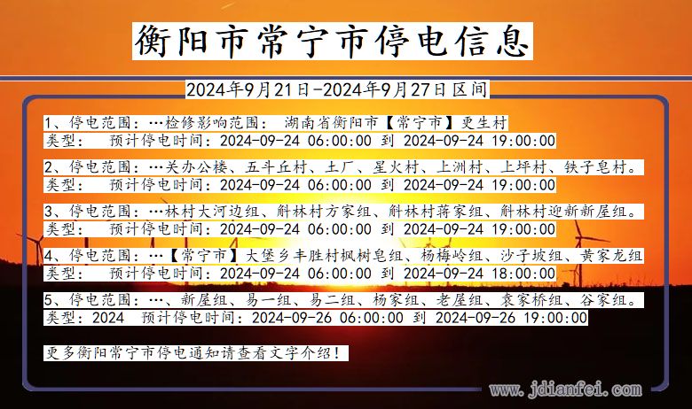 湖南省衡阳常宁停电通知