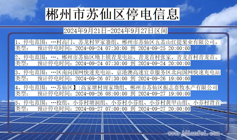 湖南省郴州苏仙停电通知