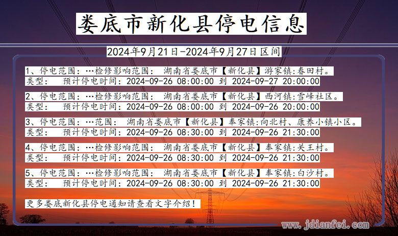 湖南省娄底新化停电通知