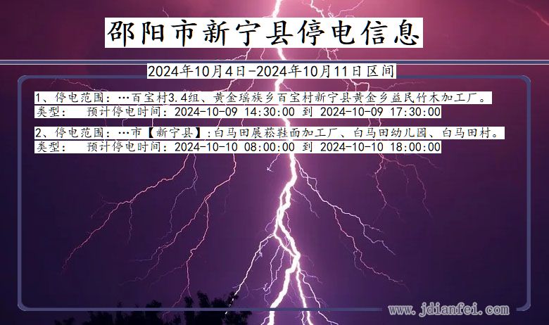 湖南省邵阳新宁停电通知