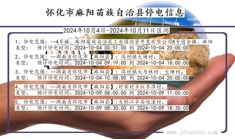 湖南省怀化麻阳苗族自治停电通知