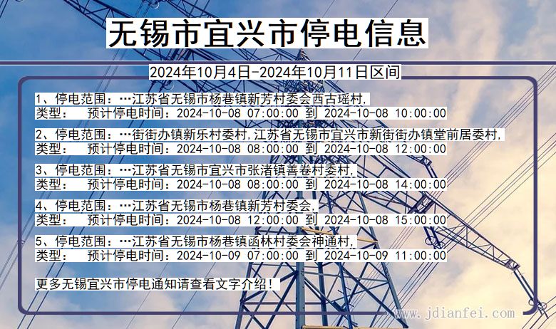 江苏省无锡宜兴停电通知