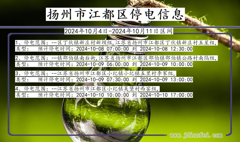 江苏省扬州江都停电通知