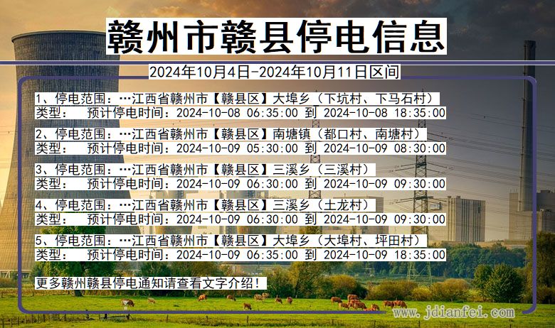 江西省赣州赣县停电通知