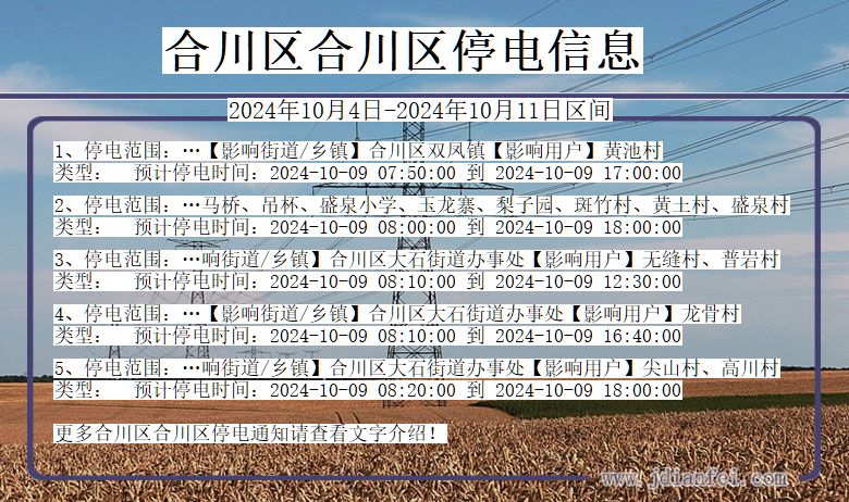 重庆市合川区合川停电通知