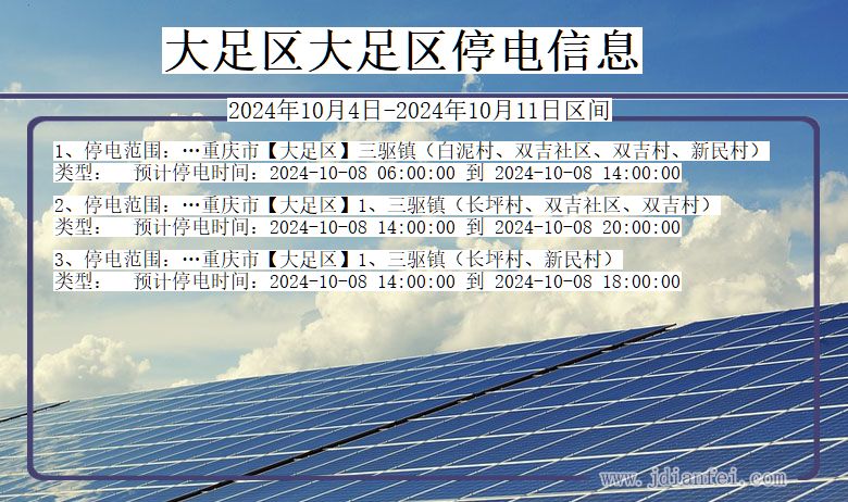 重庆市大足区大足停电通知