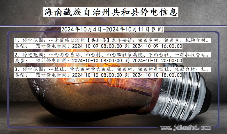 青海省海南藏族自治州共和停电通知