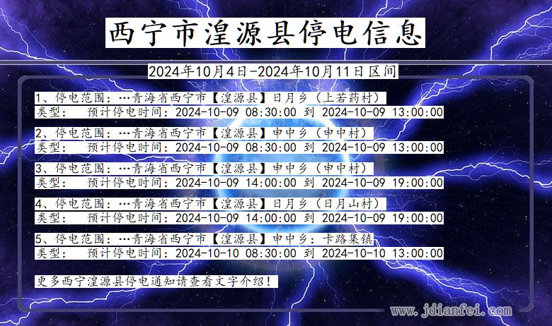 青海省西宁湟源停电通知