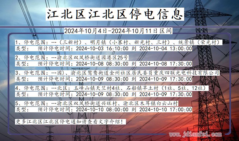 重庆市江北区江北停电通知