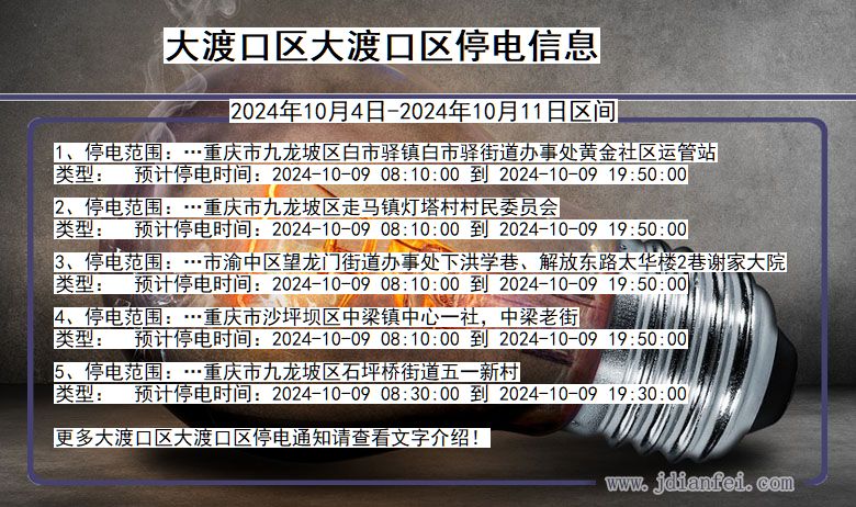 重庆市大渡口区大渡口停电通知