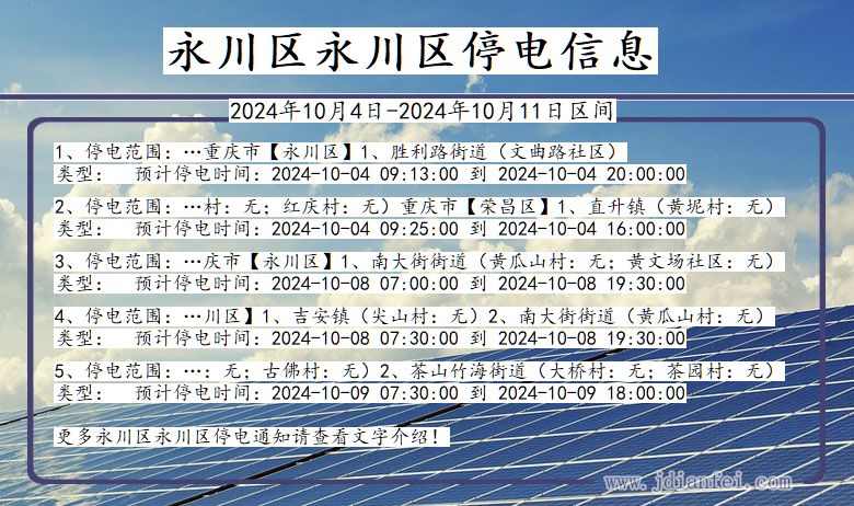 重庆市永川区永川停电通知