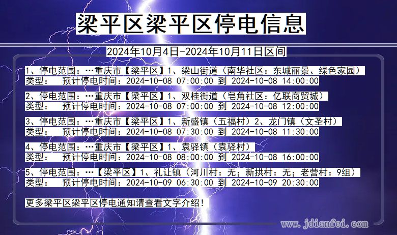 重庆市梁平区梁平停电通知