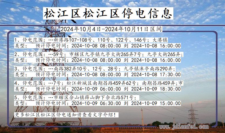 上海市松江区松江停电通知