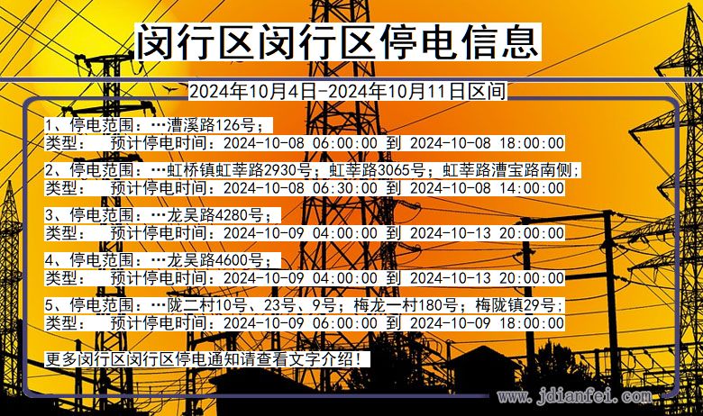 上海市闵行区闵行停电通知