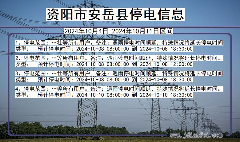 四川省资阳安岳停电通知