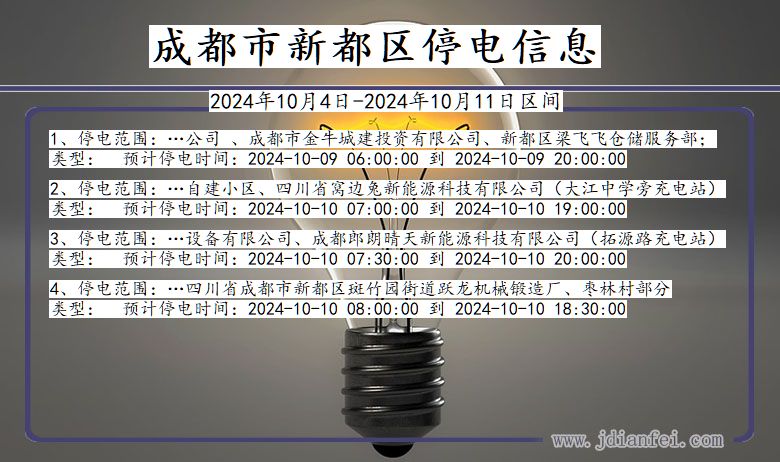 四川省成都新都停电通知