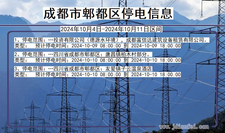 四川省成都郫都停电通知