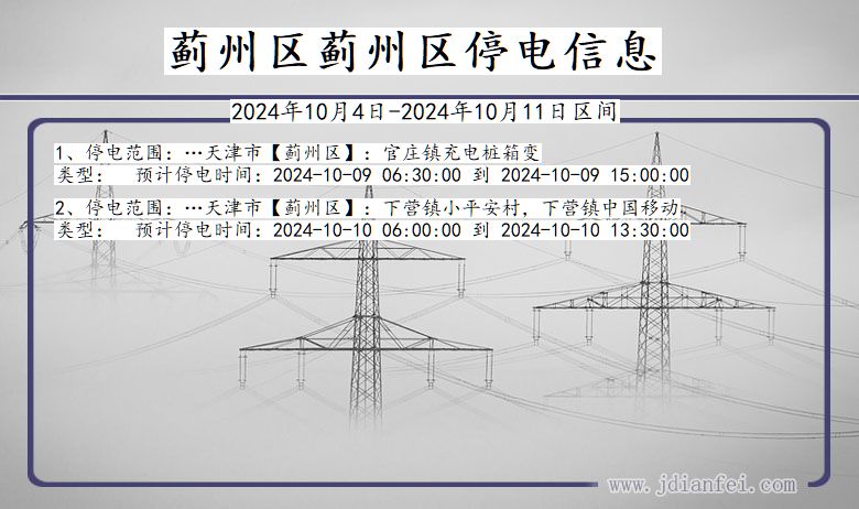 天津市蓟州区蓟州停电通知