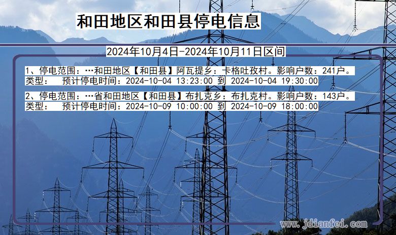 新疆维吾尔自治区和田地区和田停电通知