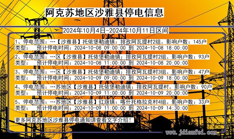 新疆维吾尔自治区阿克苏地区沙雅停电通知