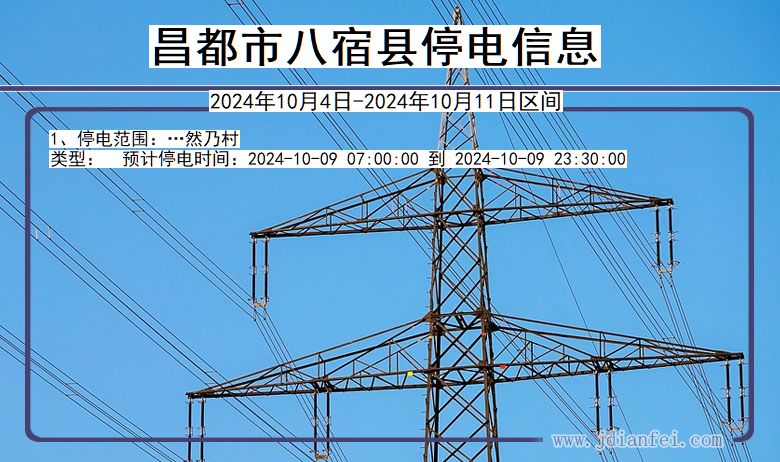 西藏自治区昌都八宿停电通知