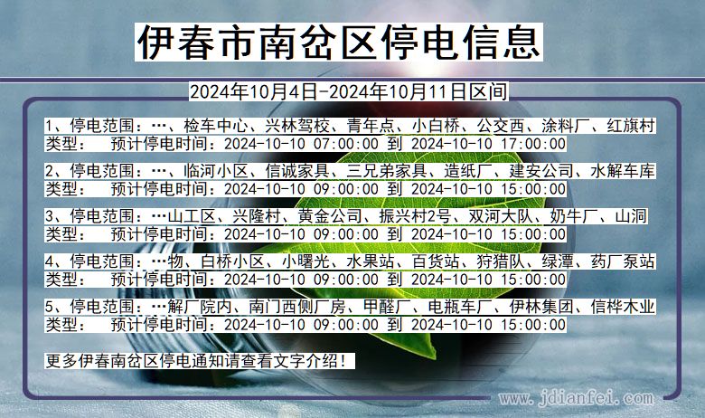 黑龙江省伊春南岔停电通知