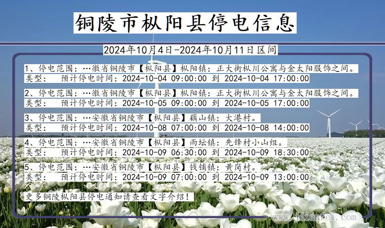 安徽省铜陵枞阳停电通知