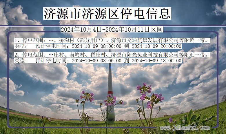 河南省济源济源停电通知