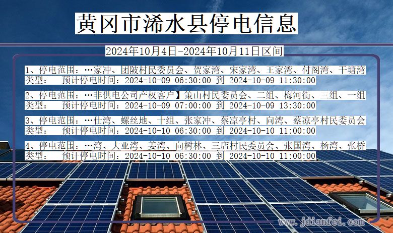 湖北省黄冈浠水停电通知