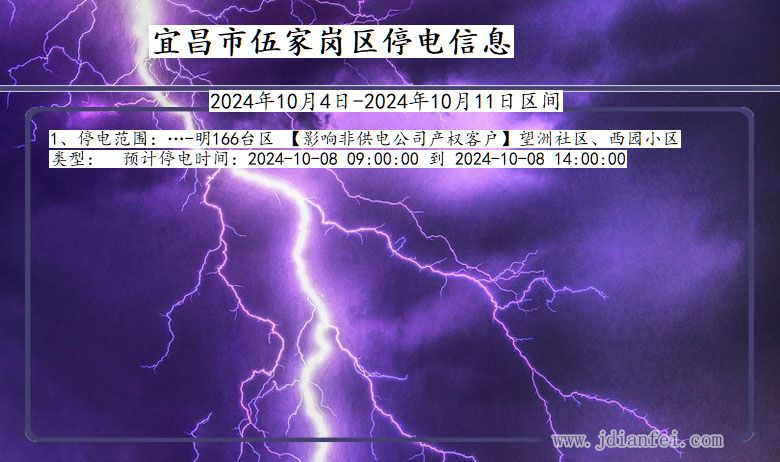 湖北省宜昌伍家岗停电通知