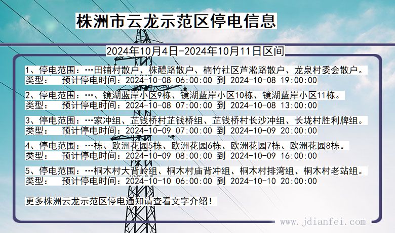 湖南省株洲云龙示范停电通知