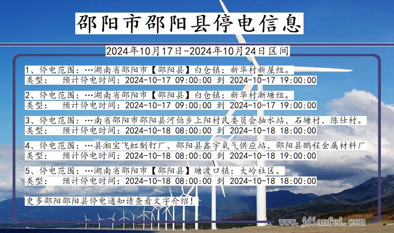 湖南省邵阳邵阳停电通知