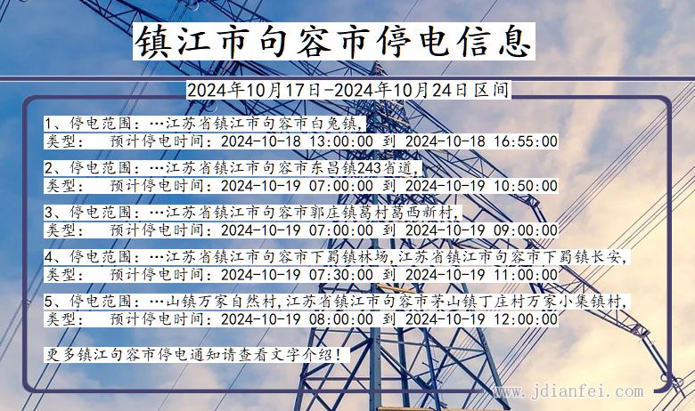 江苏省镇江句容停电通知