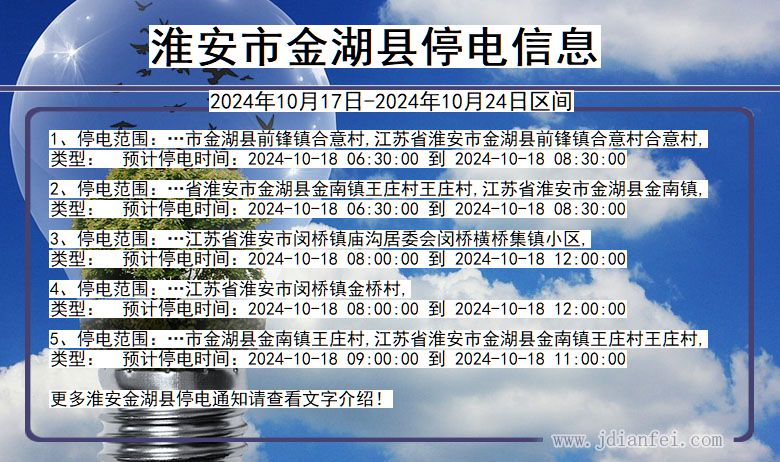 江苏省淮安金湖停电通知