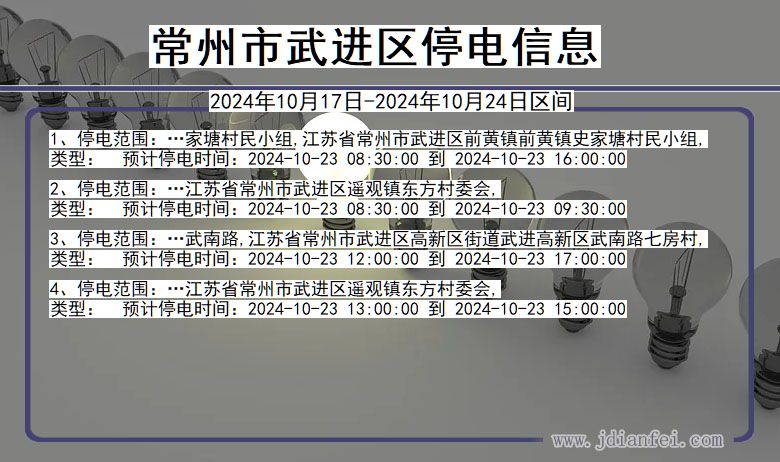 江苏省常州武进停电通知