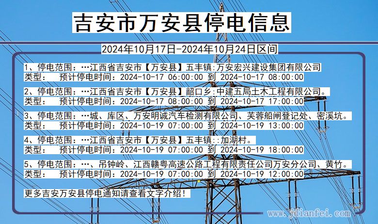 江西省吉安万安停电通知