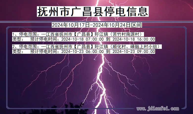 江西省抚州广昌停电通知