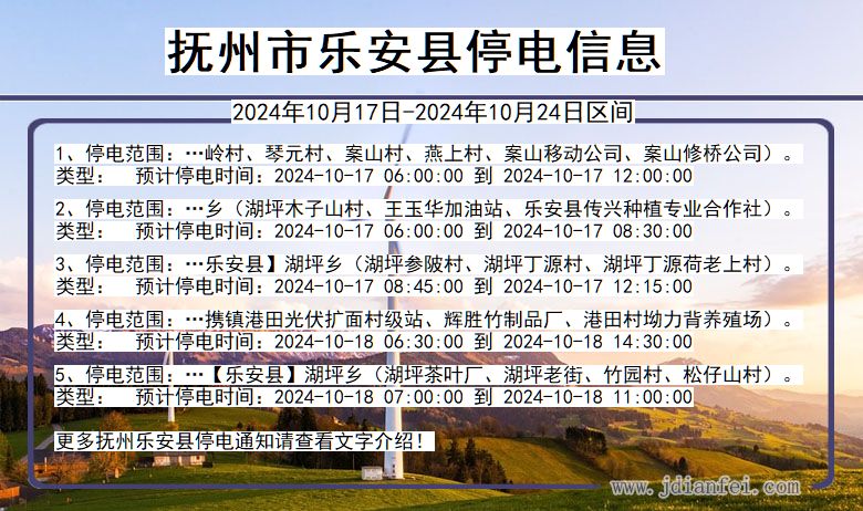 江西省抚州乐安停电通知