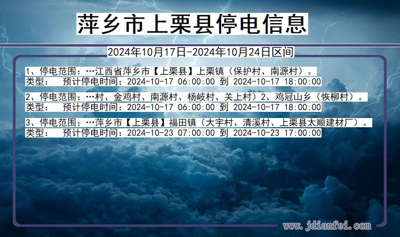 江西省萍乡上栗停电通知