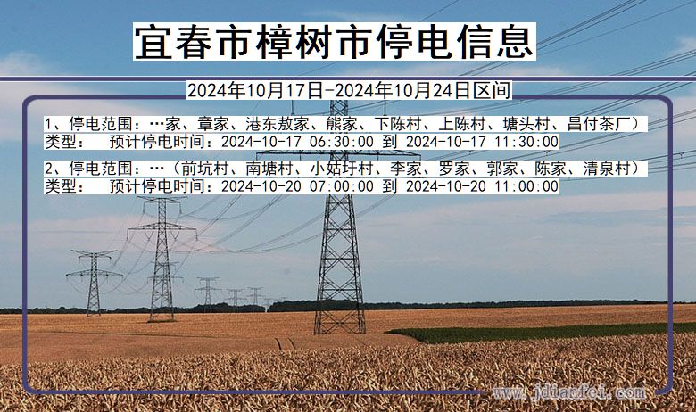 江西省宜春樟树停电通知