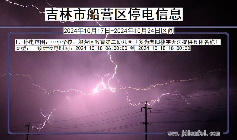 吉林省吉林船营停电通知