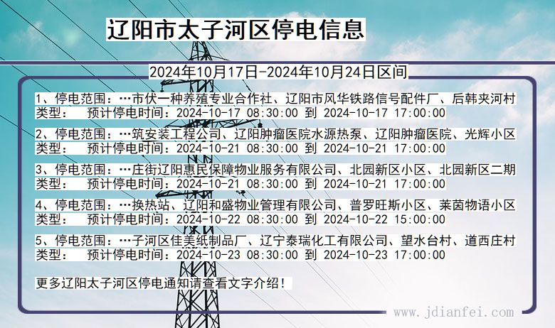 辽宁省辽阳太子河停电通知