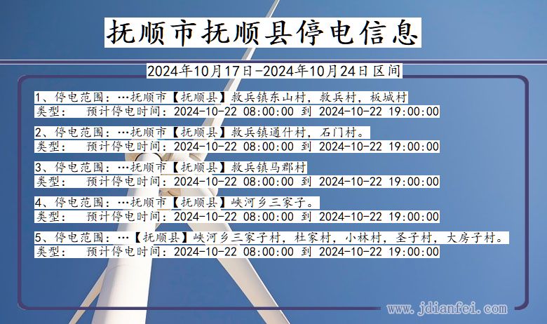 辽宁省抚顺抚顺停电通知