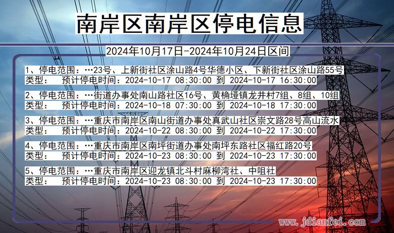 重庆市南岸区南岸停电通知