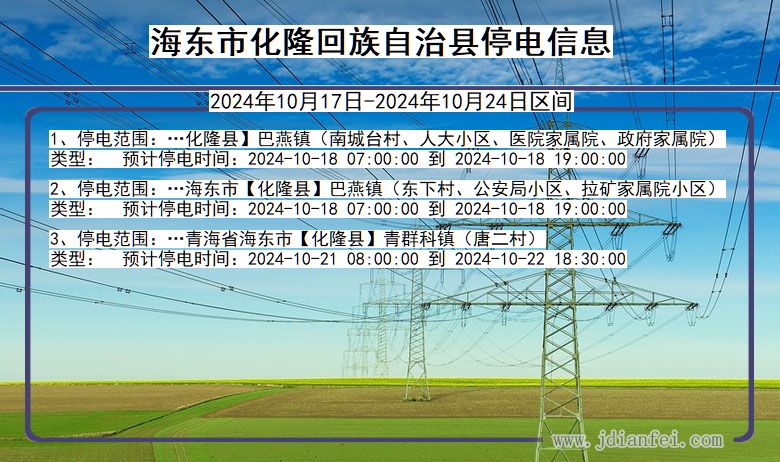 青海省海东化隆回族自治停电通知