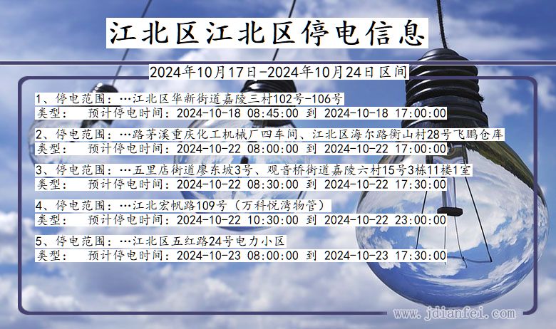 重庆市江北区江北停电通知